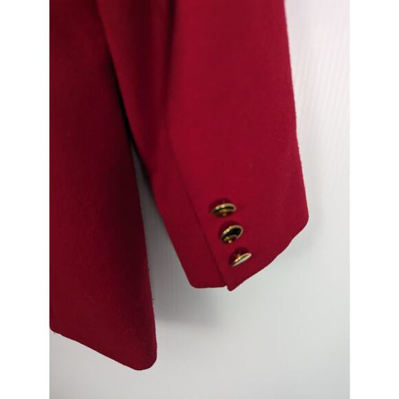Vintage Pendleton Red Wool Double Breasted Blazer Gold Tone Buttons Petite USA - Picture 9 of 10
